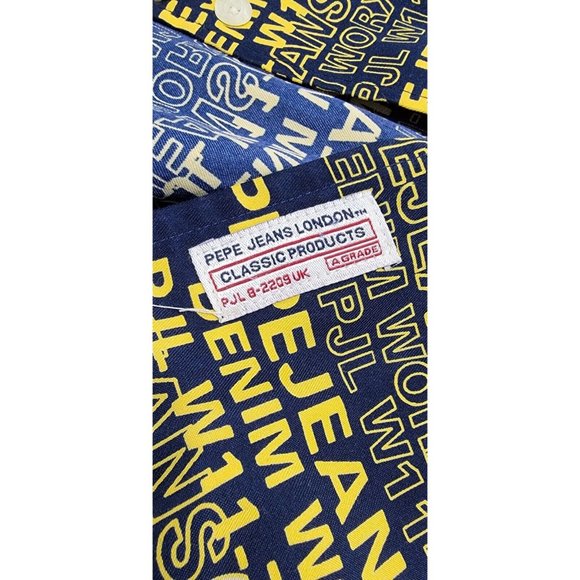 Pepe Jeans London Men's Button Up Shirt All Over Print Short Sleeves Size XL - Picture 11 of 15